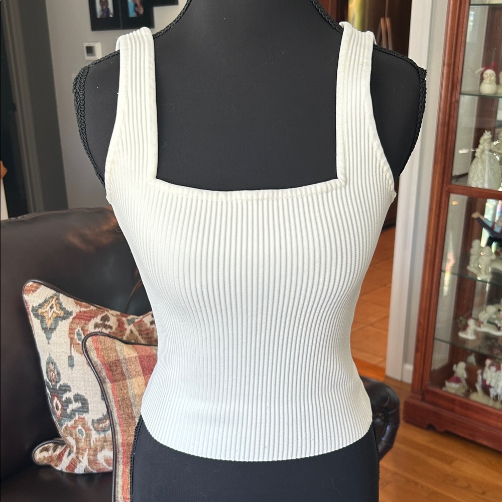 Forever 21 Ivory Ribbed Tank Top